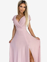 numoco Блестяща дълга рокля с деколте - мръсно розово Numoco CRYSTAL