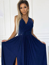 numoco Дълга рокля с деколте и връзка на гърба - тъмносиня с брокат Numoco JUSTINE