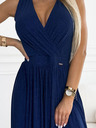 numoco Дълга рокля с деколте и връзка на гърба - тъмносиня с брокат Numoco JUSTINE