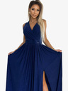numoco Дълга рокля с деколте и връзка на гърба - тъмносиня с брокат Numoco JUSTINE