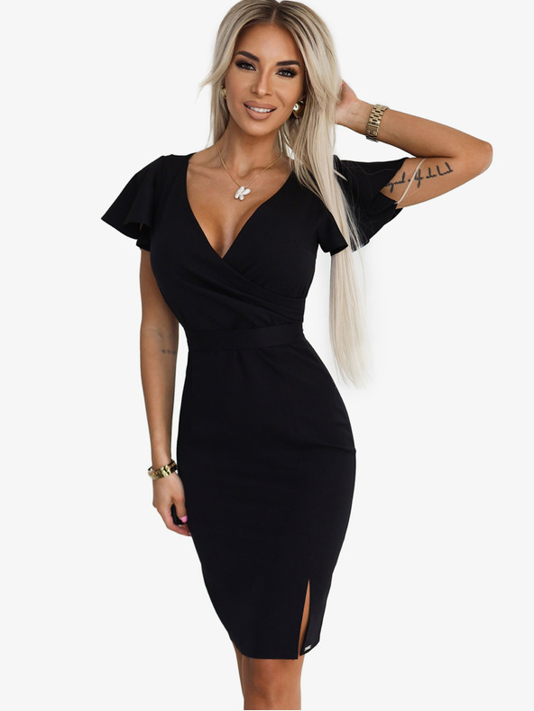 numoco Елегантна рокля с торбичка деколте - черна Numoco NINA