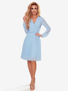 numoco Рокля с дълъг ръкав и плисирано деколте - светлосиня Numoco ISABELLE