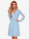 numoco Рокля с дълъг ръкав и плисирано деколте - светлосиня Numoco ISABELLE