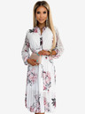 numoco Плисирана миди рокля с копчета и дълги ръкави - роза на бял фон Numoco CARLA