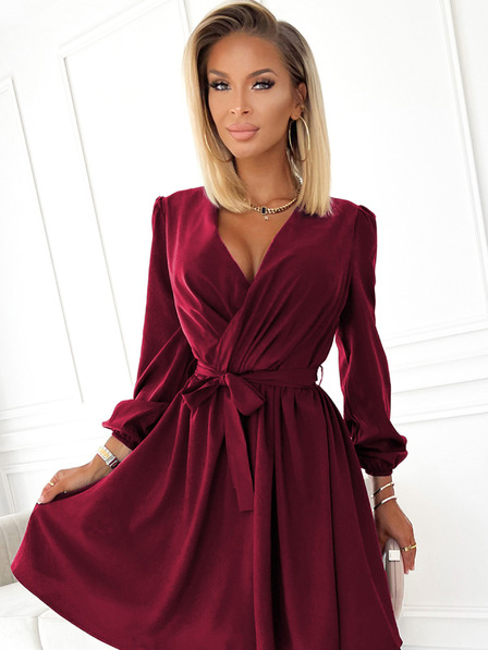 numoco Дамска рокля с деколте - бургундско Numoco BINDY