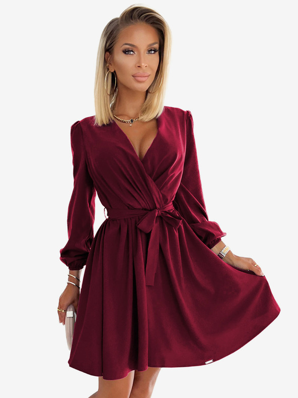 numoco Дамска рокля с деколте - бургундско Numoco BINDY