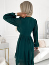 numoco Шифонена миди рокля с дълги ръкави и деколте - зелена Numoco MILA