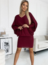 numoco Рокля-прилеп с деколте - бордо с брокат Numoco