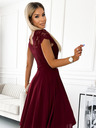 numoco Рокля от шифон с дантелено деколте - бургундско Numoco LINDA