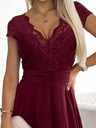 numoco Рокля от шифон с дантелено деколте - бургундско Numoco LINDA