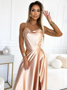 numoco Сатенена дълга рокля с ексклузивно деколте на гърба - златисто Numoco PERLA
