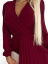 numoco Плисирана рокля с деколте и дълги ръкави - бургундско Numoco ISABELLE