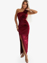 numoco Дълга сатенена рокля с едно рамо и рози - бордо Numoco AURORA