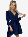 numoco Дамска рокля с деколте и колан - тъмно синя Numoco BINDY