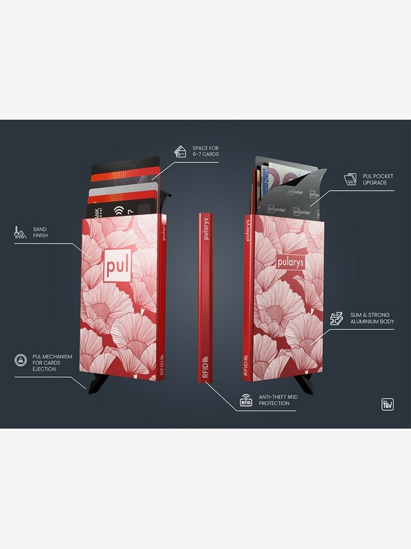 Pularys Дамски калъф за документи Pularys - маково червено