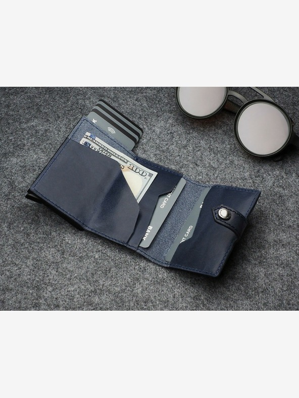 Pularys Pularys Мъжки кожен портфейл Hiker Blue 211114104