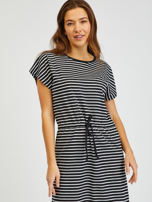 Sam 73 Дамска рокля на райета в бяло и черно SAM73 Sagitta