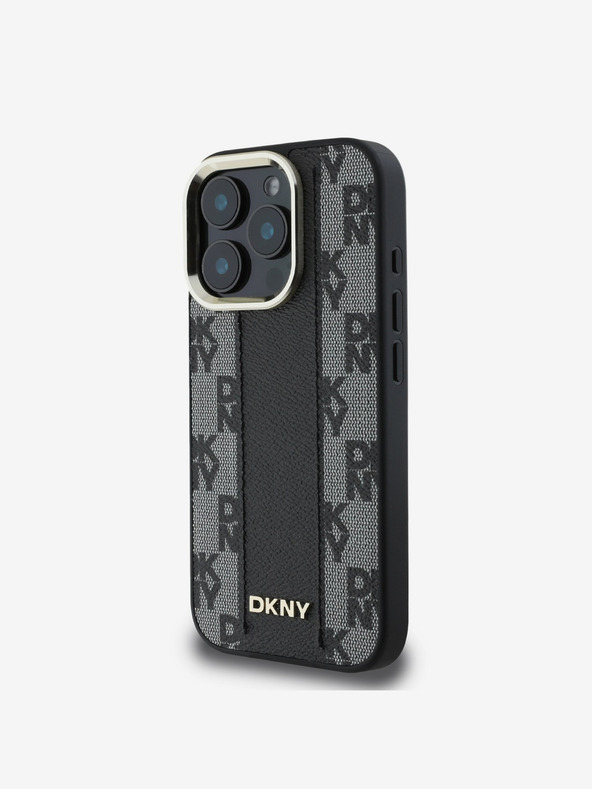 DKNY DKNY PU кожа Кариран модел Magsafe заден капак за iPhone 16 Pro черен