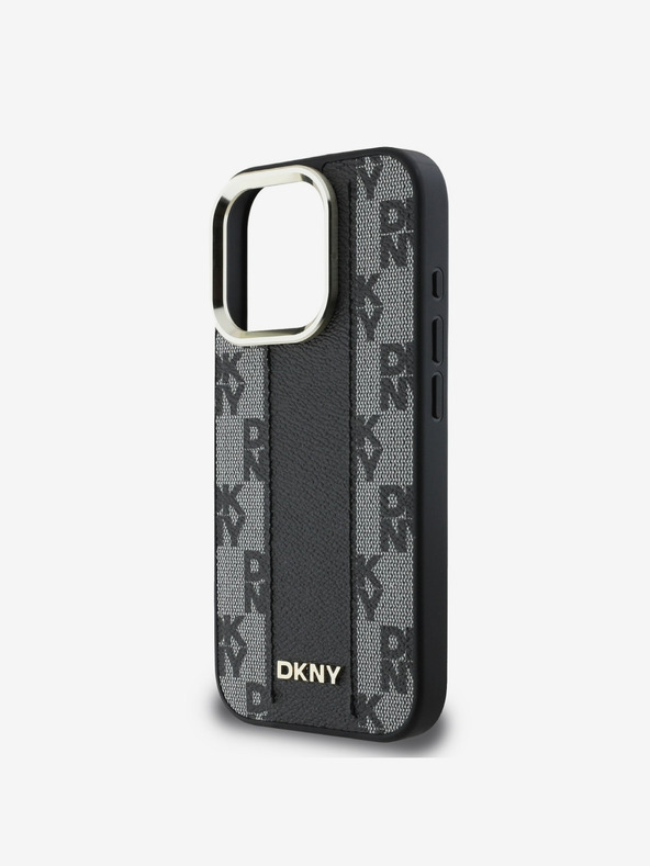 DKNY DKNY PU кожа Кариран модел Magsafe заден капак за iPhone 16 Pro черен