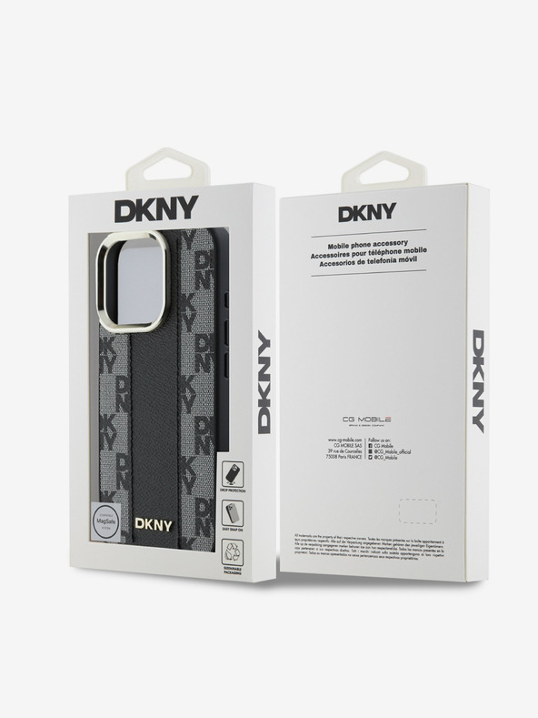DKNY DKNY PU кожа Кариран модел Magsafe заден капак за iPhone 16 Pro черен