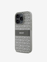 DKNY DKNY PU кожа с повтарящ се десен с тонове ивици заден капак за iPhone 16 Pro Max Бежов