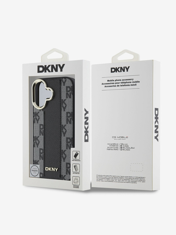 DKNY DKNY PU кожа кариран модел Magsafe заден капак за iPhone 16 Plus черен