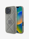 DKNY DKNY PU кожа ватиран заден капак с лого на стека за iPhone 16 Pro Max Grey