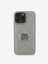 DKNY DKNY PU кожа ватиран заден капак с лого на стека за iPhone 16 Pro Max Grey