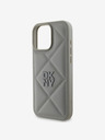 DKNY DKNY PU кожа ватиран заден капак с лого на стека за iPhone 16 Pro Max Grey