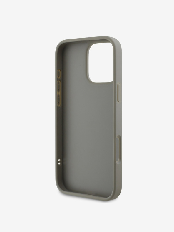 DKNY DKNY PU кожа ватиран заден капак с лого на стека за iPhone 16 Pro Max Grey