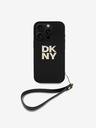 DKNY Заден капак с лого DKNY PU Leather Stack Wrist Strap за iPhone 16 Pro Max Black