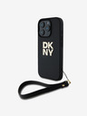 DKNY Заден капак с лого DKNY PU Leather Stack Wrist Strap за iPhone 16 Pro Max Black
