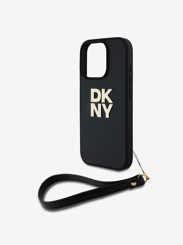 DKNY Заден капак с лого DKNY PU Leather Stack Wrist Strap за iPhone 16 Pro Max Black
