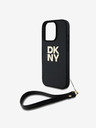 DKNY Заден капак с лого DKNY PU Leather Stack Wrist Strap за iPhone 16 Pro Max Black