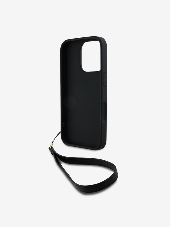 DKNY Заден капак с лого DKNY PU Leather Stack Wrist Strap за iPhone 16 Pro Max Black