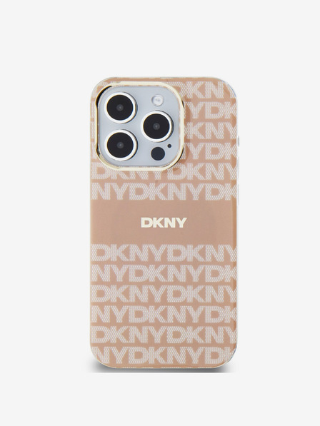 DKNY PC/TPU Повтарящ се модел с тонални ивици Magsafe заден капак за iPhone 14 Pro Pink DKNY