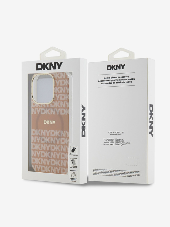 DKNY PC/TPU Повтарящ се модел с тонални ивици Magsafe заден капак за iPhone 14 Pro Pink DKNY
