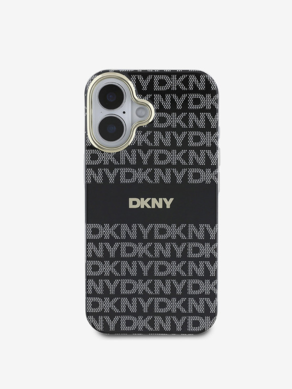 DKNY DKNY PC/TPU Повтарящ се десен с тонове ивици Magsafe заден капак за iPhone 16 Black