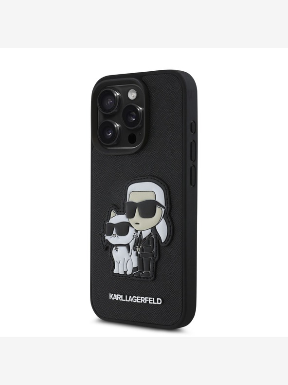 Karl Lagerfeld Karl Lagerfeld PU Saffiano Karl and Choupette Заден капак за iPhone 15 Pro Black