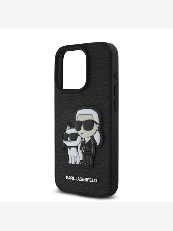 Karl Lagerfeld Karl Lagerfeld PU Saffiano Karl and Choupette Заден капак за iPhone 15 Pro Black