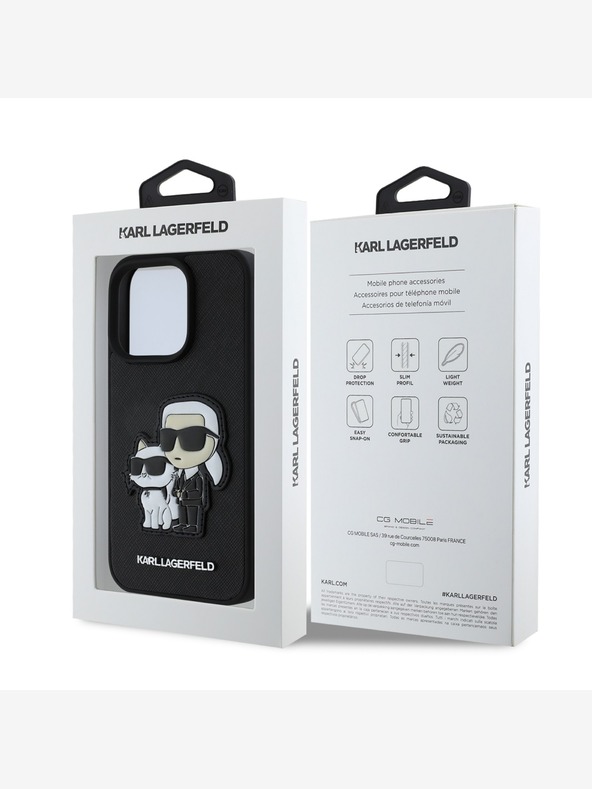 Karl Lagerfeld Karl Lagerfeld PU Saffiano Karl and Choupette Заден капак за iPhone 15 Pro Black