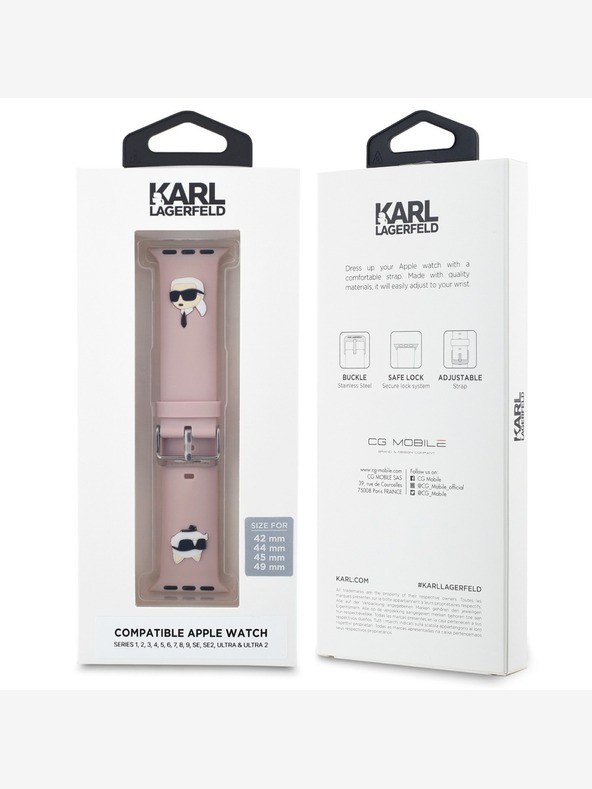 Karl Lagerfeld Karl Lagerfeld Karl and Choupette Head NFT каишка за Apple Watch 42/44/45/46/49 Pink