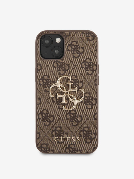 Guess Guess PU 4G Метален заден капак с лого за iPhone 13 Brown