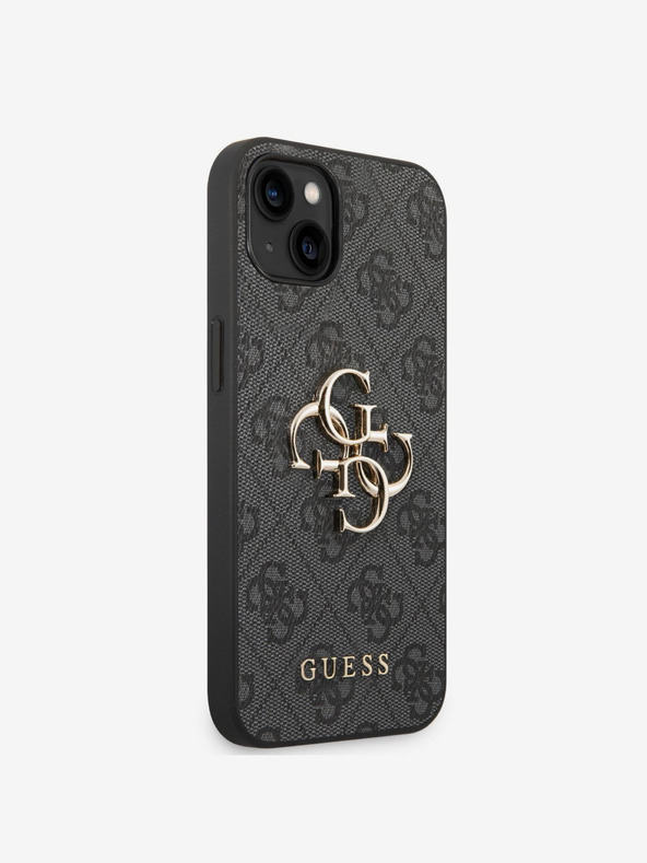 Guess PU 4G Metal Logo Zadní Kryt pro iPhone 14 Grey Калъф за телефон