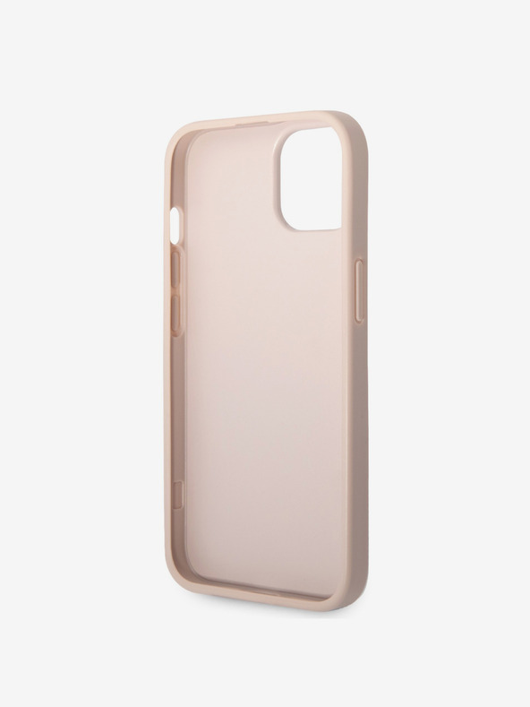 Guess PU 4G Metal Logo Zadní Kryt pro iPhone 15 Pink Калъф за телефон