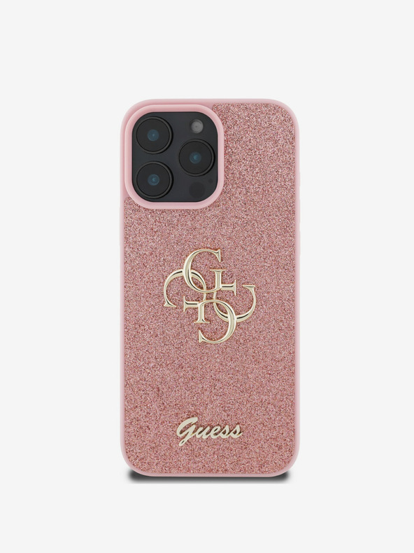 Guess Guess PU Fixed Glitter 4G Metal Logo Back Cover за iPhone 16 Pro Max Pink