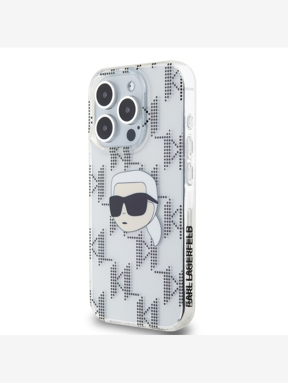Karl Lagerfeld Karl Lagerfeld IML Галванизиран заден капак с глава на Карл за iPhone 15 Pro Max Прозрачен