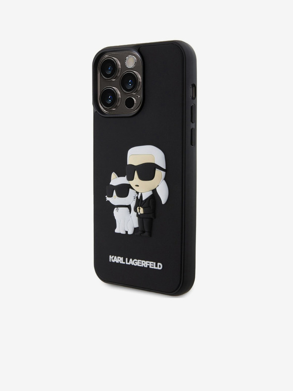 Karl Lagerfeld 3D каучук Karl and Choupette Заден капак за iPhone 13 Pro Max Black Karl Lagerfeld