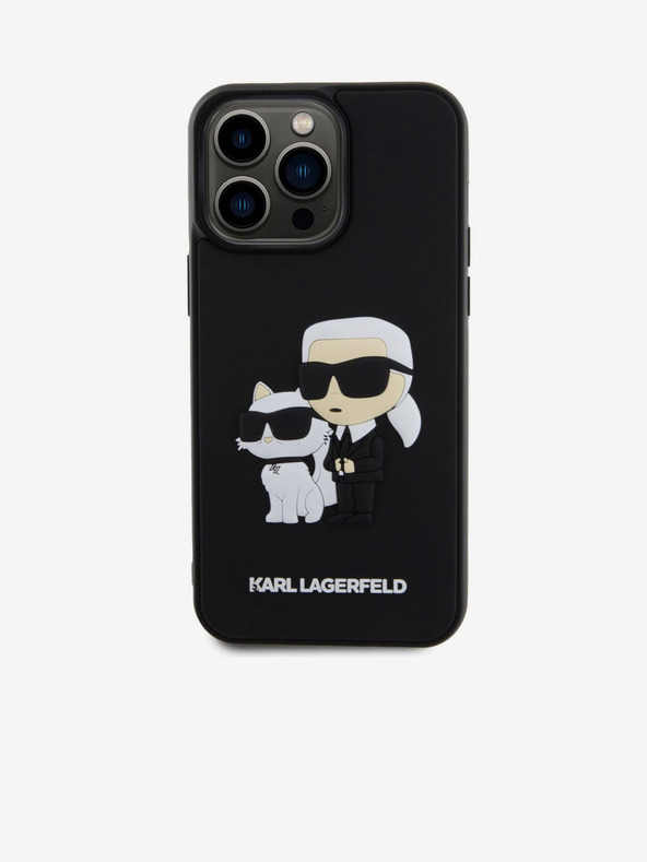 Karl Lagerfeld 3D каучук Karl and Choupette Заден капак за iPhone 13 Pro Max Black Karl Lagerfeld