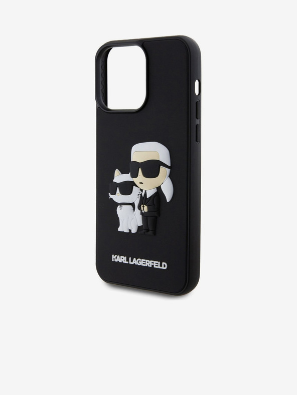 Karl Lagerfeld 3D каучук Karl and Choupette Заден капак за iPhone 13 Pro Max Black Karl Lagerfeld